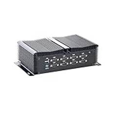 HUNSN Fanless Industrial Computer, IPC, Mini PC, Windows 11 / Linux Ubuntu, I7 1255U, IM11, 8 x COM, PS/2, 4 x USB3.0, 4 x USB2.0, GPIO, 3 x LAN, 2 x HDMI, DP, 64G RAM 1TB SSD 2TB HDD