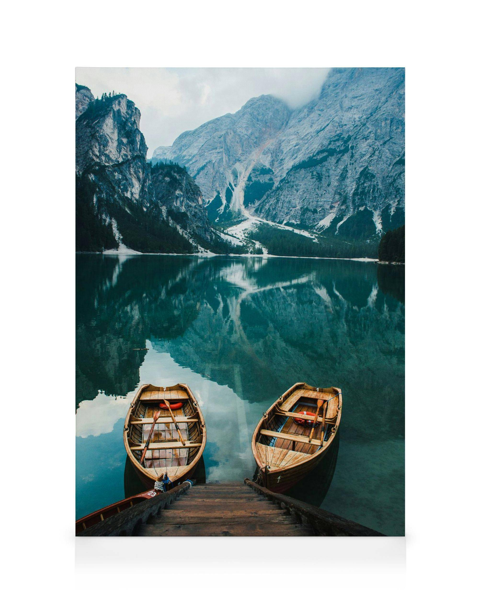 Canvastavlor Two in the Lake Canvastavla (50x70 cm - Svart ram)