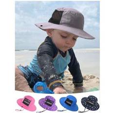 1st extra bred brättad babysolhatt 0-8 år UPF 50+ Floppy strandhatt för småbarn Flickor & pojkar Utomhussimning Vikbar spädbarnsmössa med justerbar ha - Lila 1 (1-4 år gammal,4-8Y)