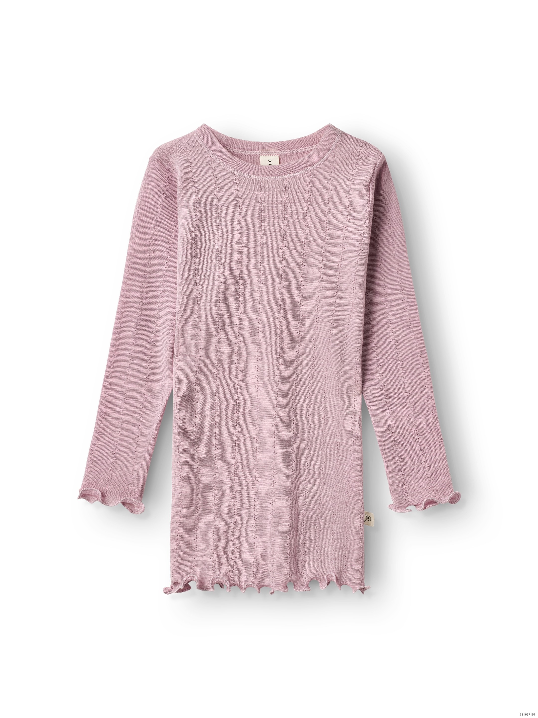 Bluse med hulmønster i merinould/silke til baby