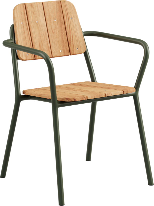 Sackit kirra patio stabelstol oliven pulverlakeret aluminium og ubehandlet teaktræ