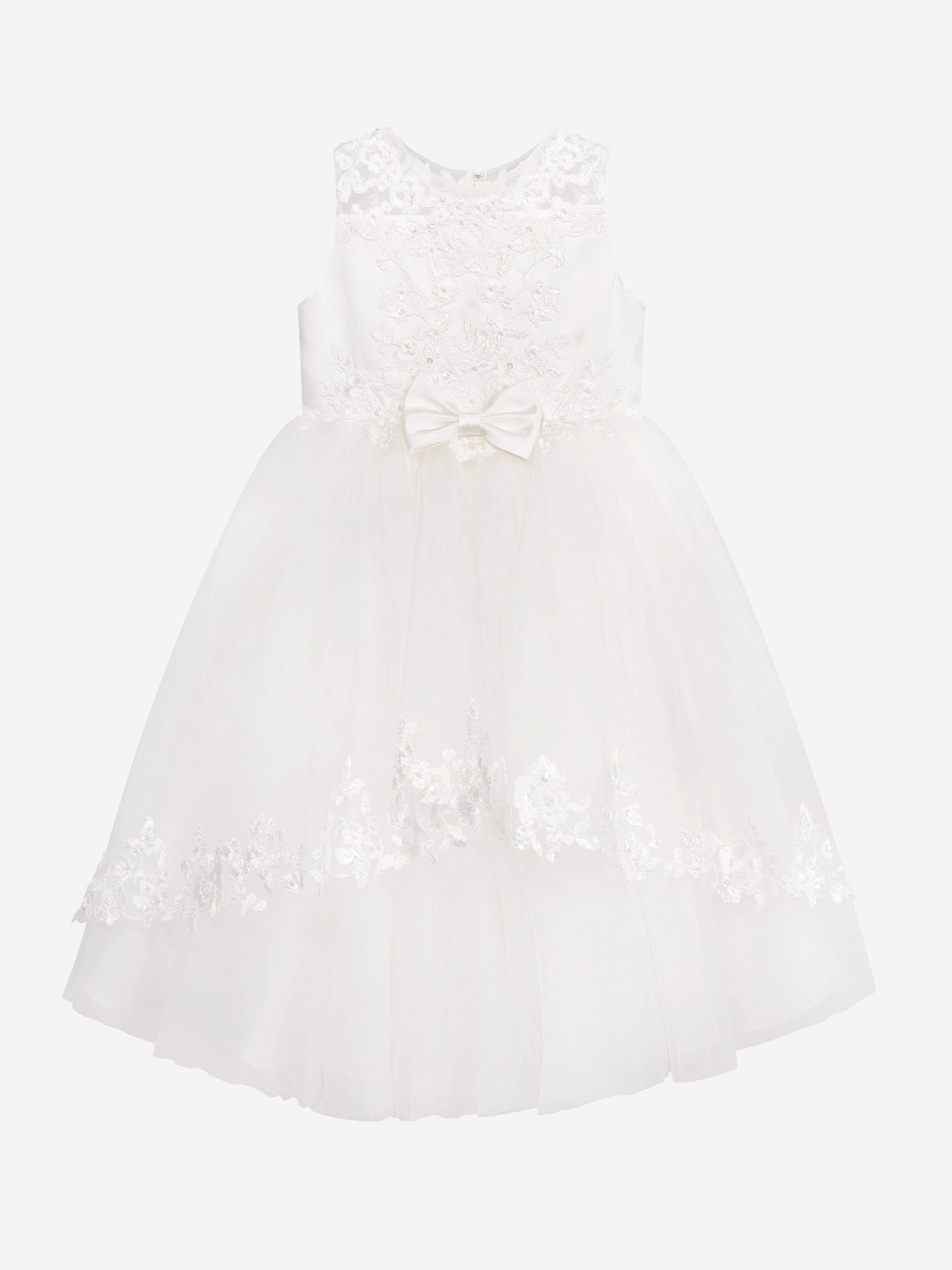 Sarah Louise Girls Ceremonial Ballerina Length Dress in Ivory - Ivory / 7 Yrs (7 Yrs)