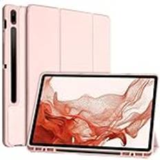 Fodral till Samsung Galaxy Tab S8+/S7 FE/S7 12,4 tum, skyddsfodral för Galaxy Tab S8+ 2022/S7 FE 2021/Tab S7 Plus 2020 12,4 tum, med pennstativ och flera betraktningsvinklar (rosa)