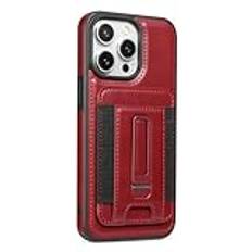 MFAOSHI Business Style Case för iPhone 16 Pro Max / 16 Pro / 16 Plus / 16, Läderkort Avtagbart lock Magnetisk sugfodral Trådlös laddning,Red,16 Plus