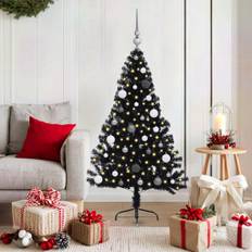 vidaXL Konstgjord Förbelyst Julgran Svart 150 cm PVC