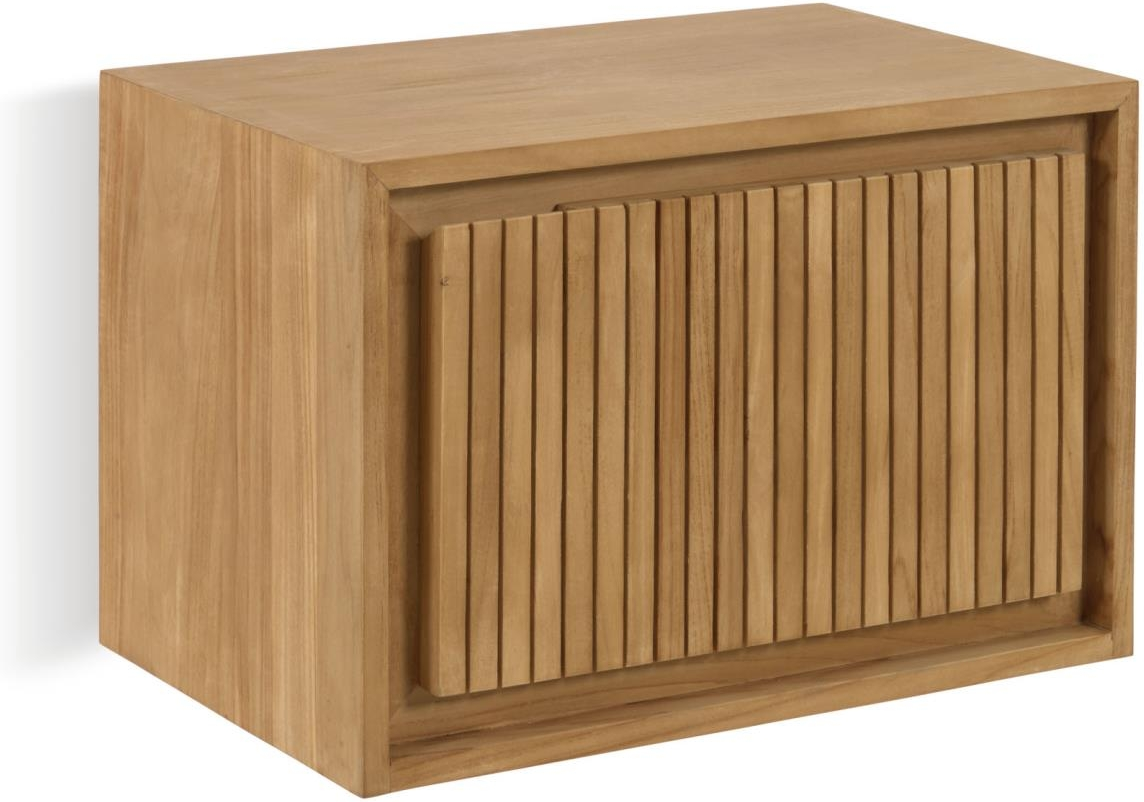 Badeværelsesskab Kave Home Taciana i massiv teak natur, fugtbestandigt med soft-close H40xB60xD40,5 cm.