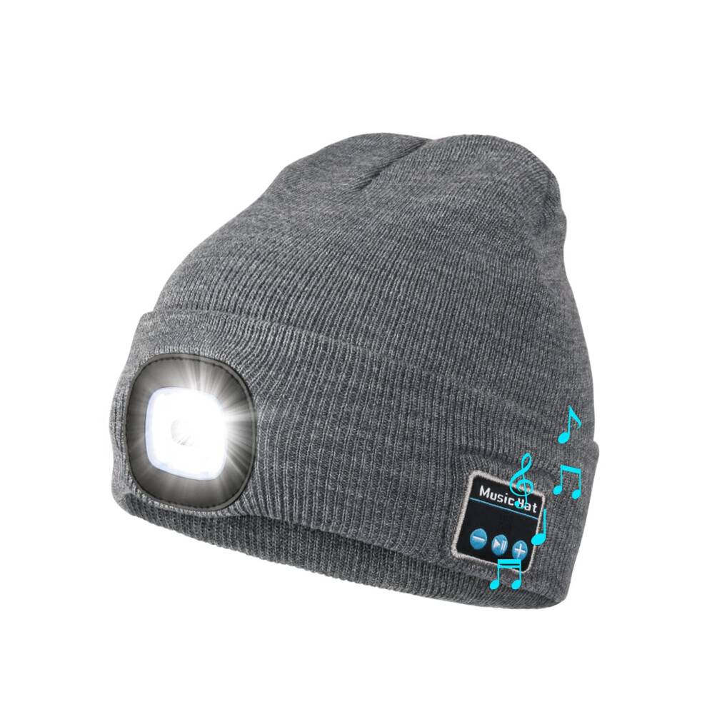 Morttic Bluetooth Beanie Hat med Lys, Unisex LED Kasket med Hovedtelefoner, Indbyggede Stereohøjttalere & Mikrofon, Julegave til Mænd Kvinder Far