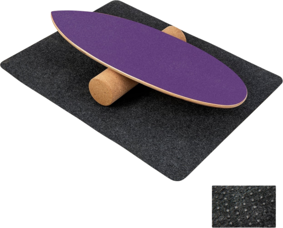 Northix Wooden Balance Board Set With Cork Roller And Felt Mat Träningsutrustning Purple - 75 cm