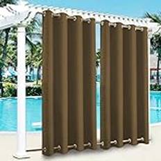 Vattentäta gardiner för uteplats, solljusblock, rostfri, genomföring upptill och nedtill, vindskydd, insynsskydd för lusthus, veranda, pergola, mörkbrun, 254 x 244 cm
