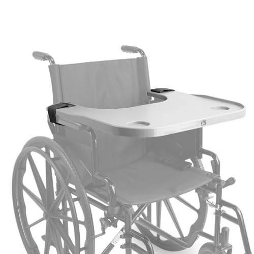 PEPE Mobility Rullstolsbord med Mugghållare, Avtagbart, Knäbricka, Grå