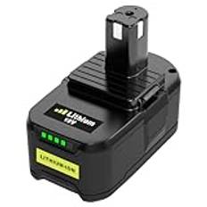 Ibanti P108 Batteriersättning för Ryobi, 18 V, 5,5 Ah, RB18L50, RB18L40, RB18L25, RB18L15, RB18L13, P108, P107, P122, P104, P105, P102, P103, med LED-indikator