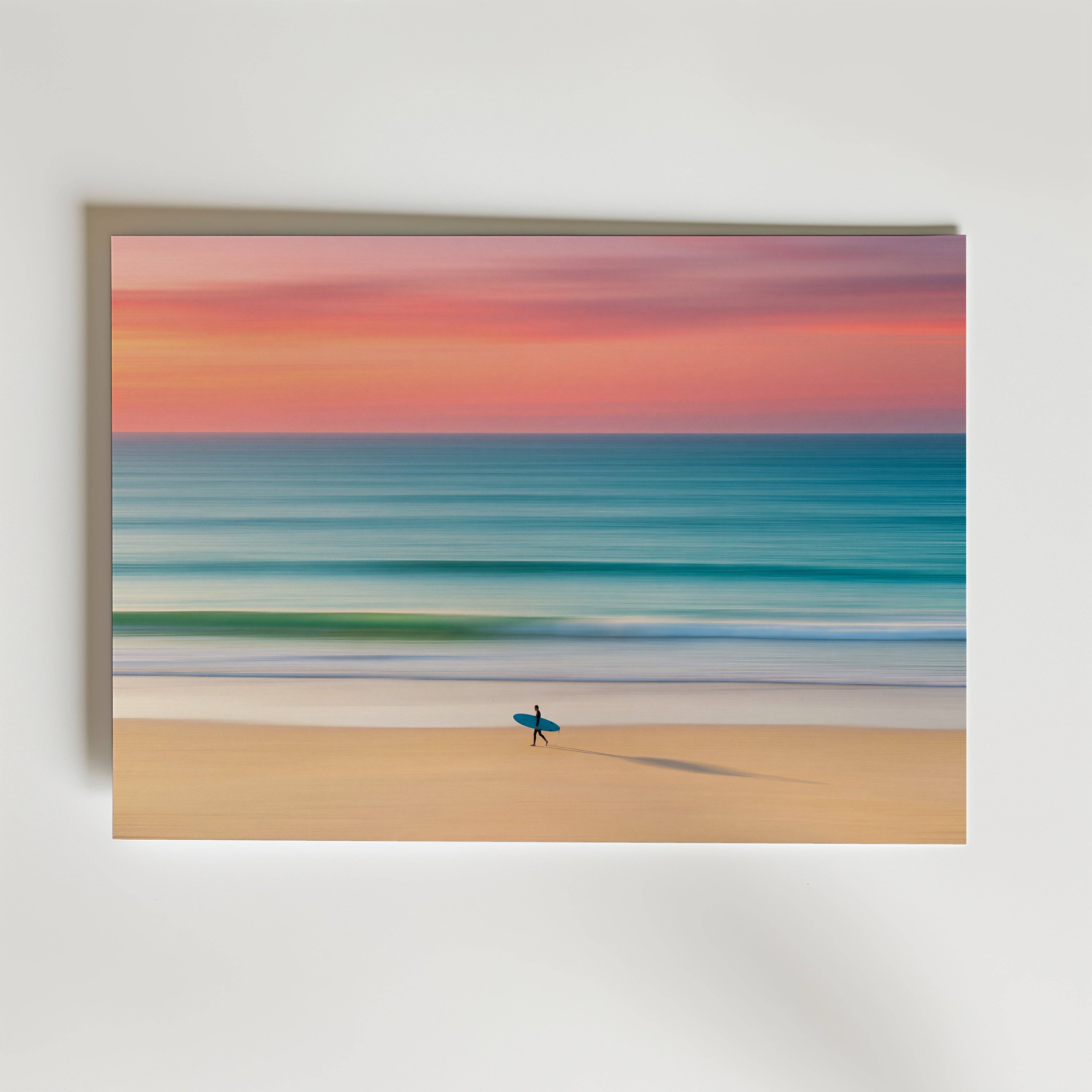 Sunrise Surfer Poster - Fine Art Poster 100x140 cm Utan passepartout