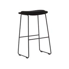 Cappellini - Hi Pad Stool, H 70, 48 Anthracite RAL 7021 Base, Fixed Cover Leather Cat. G2, Pelle soft 2082, Beech Plywood Structure, Multi-density Polyurethane Foam Padding - Barstole og bartaburetter - Jasper Morrison