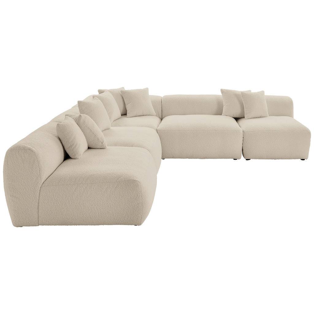 HÖRNSOFFA i flatväv, teddy tyg beige