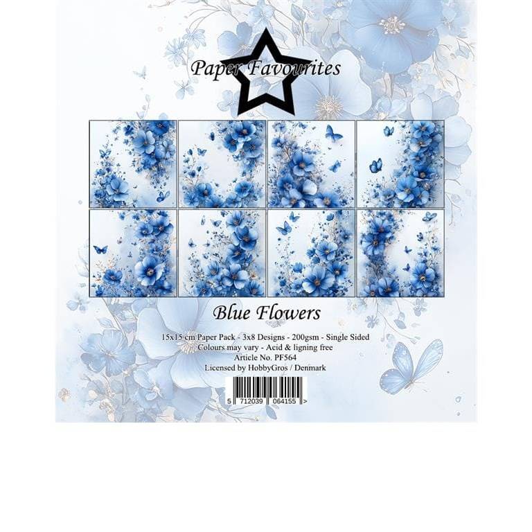Scrapbookingpapper - 15x15cm - Blue Flowers