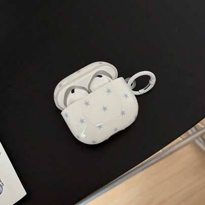 Koreansk stil minimalistiskt vitt bas med blå stjärna + cirkel hörlursskydd kompatibelt med Pro 3 New Pro 2 skyddande hölje sött Apple 4/5 generation (Multi-size)