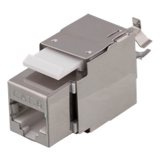 DELTACO Cat6 skärmat Keystone-uttag, LSA/110-terminering, plast, 180, vit/metall