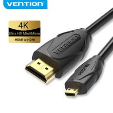 Vention Micro HDMI till HDMI-kabel Hane-till-hane-kabel 1m 1,5m 3m 5m 3D 1080P 1,4-version för surfplattakamera Micro Mini HDMI-kabel Mini HDMI 1m svart