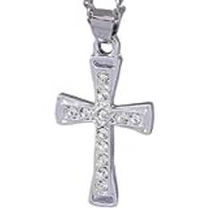 Tjejtillbehör Crucifix Halsband För Kvinnor, 925 Sterling Silver Cross Halsband Bländande Kristall Jesus Crucifix Halsband Kristna smycken, Jesus Cross Halsband, Cross Necklace With Jesus Birthday