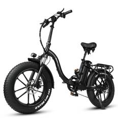 CMACEWHEEL Y20 Folding Electric Bike 20 x 4.0'' CST Fat Tires, 750W Electric Step Through Bike Moped Ebike with 48V 18Ah Battery svart