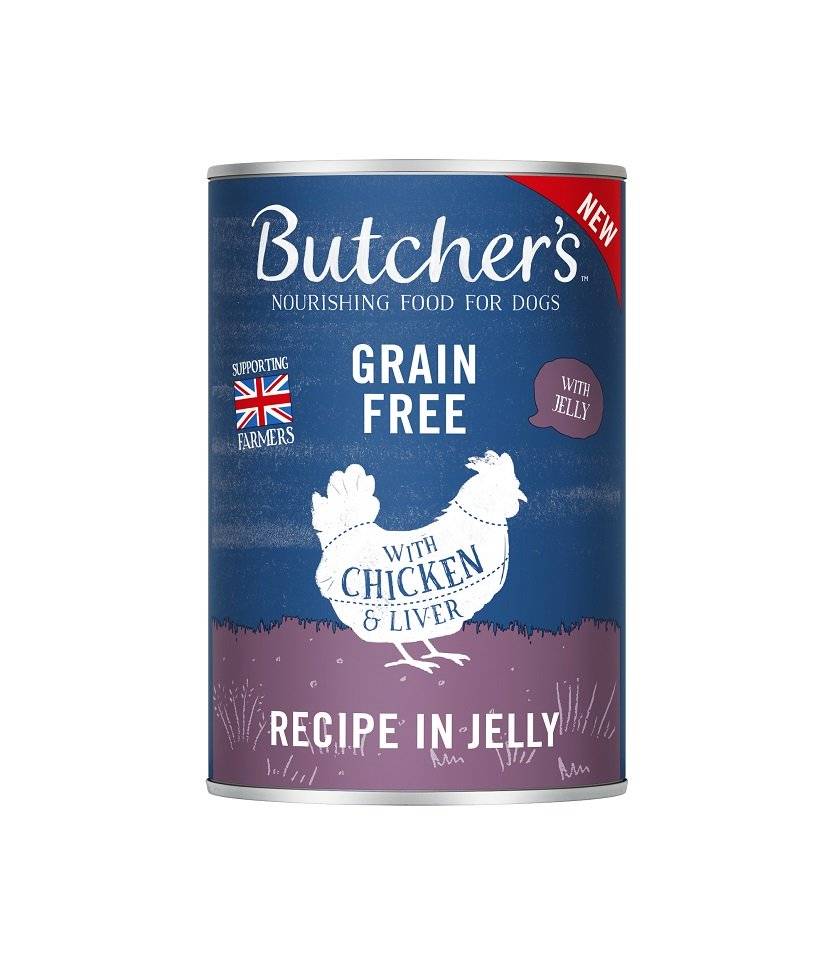 BUTCHER'S original recept i gelé, hundmat, bitar med kyckling i gelé, 400g
