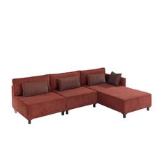 4-sits Bäddsoffa med Divan Matris - Röd divan