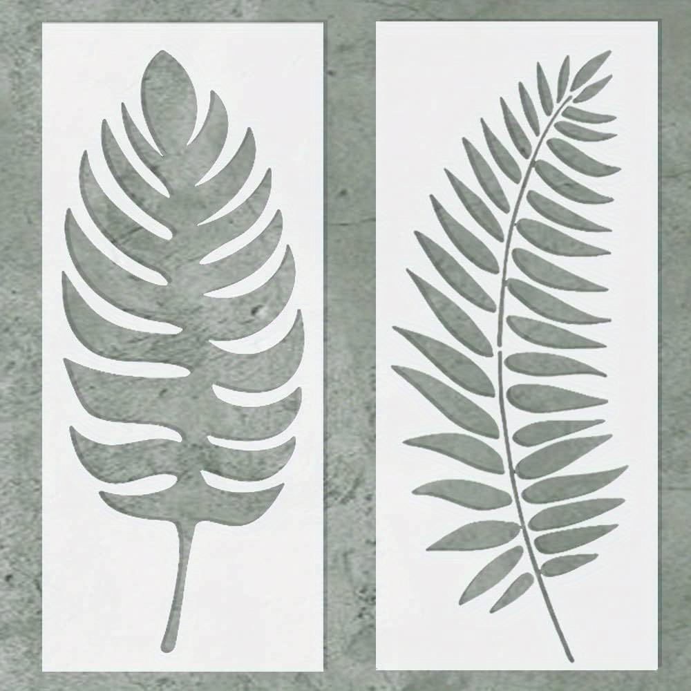 2pcs Large Wall Leaf Painting Template (30.48 X 40.64 Cm) - Reusable Paint Stencil Set - Stencils For Walls, Furniture, And Art - Tropical Template - Palm Leaf Template