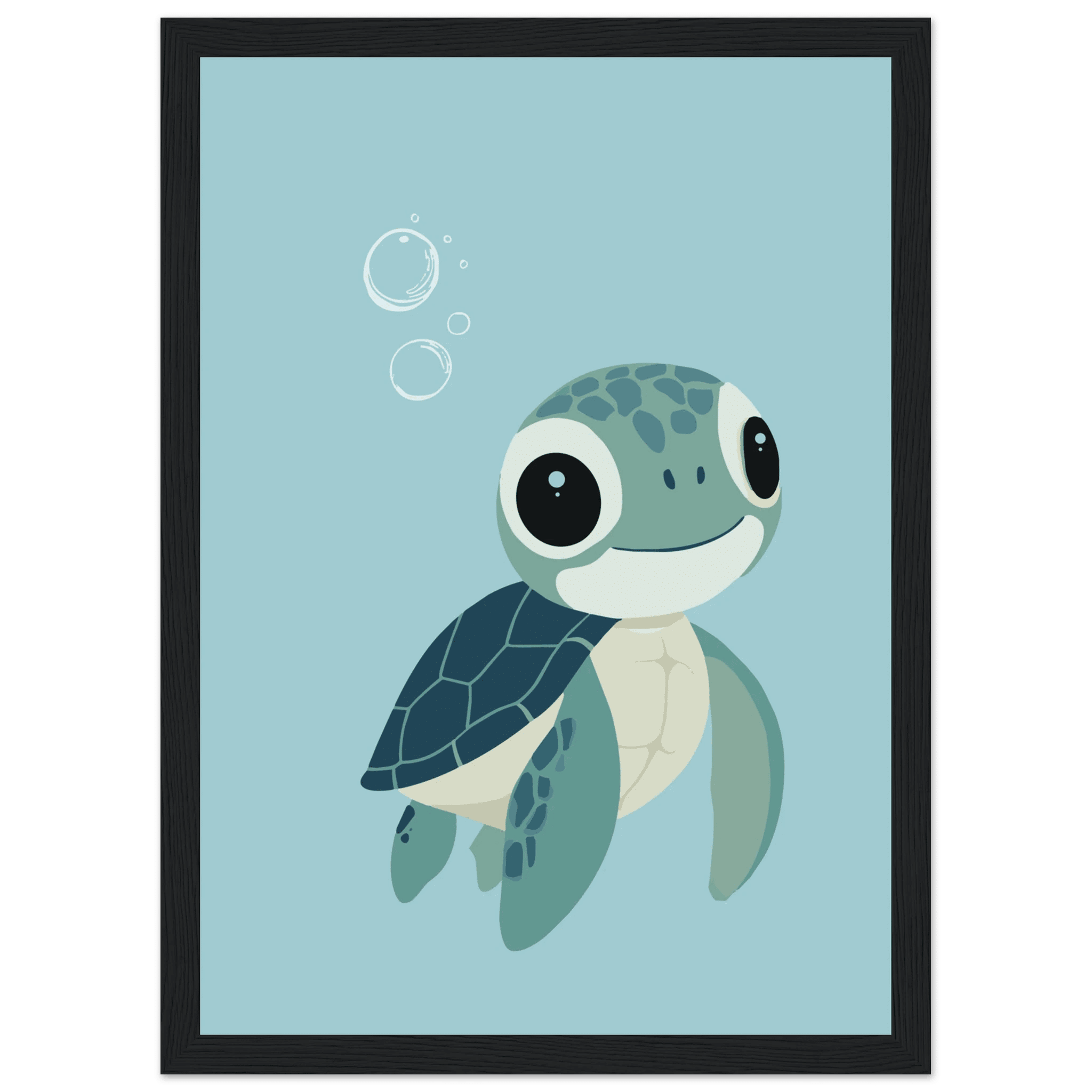 Sköldpadda poster-21x29.7 cm / 8x12" / Med ram / Svart
