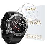 VGUARD 4-pack skärmskydd för Samsung Galaxy Watch 4 40 mm/Garmin fenix 6/Solar/fenix 6 Pro/safir/Solar Editions 47 mm/Garmin Vivomove HR, härdat glas [9H hårdhet] [Anti-repa]