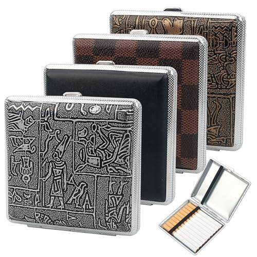 4 stycken läder cigarettfodral metall, PU-cigarettfodral med gummiband