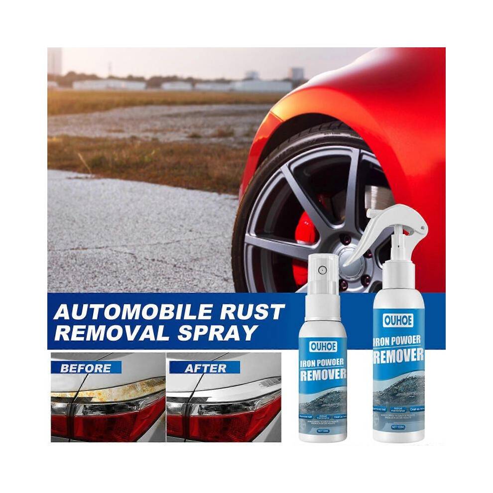 4pcs Ouhoe Iron Powder Remover, OUHOE Car Rust Remover Spray, Multi-Purpose Rust Remover Rust Inhibitor Derusting Spray, for Rust Removal of Various M