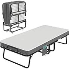 190 * 80cm,RVUEM Rollaway Guest Beds, Folding Bed for Adults, Portable Bed on Wheels, with Sturdy Metal Frame and Memory Foam Mattress, Easy Storage, for Office Room Living Room