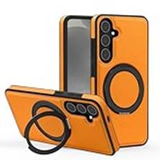 360 roterande metallringstativ magnetfodral för Samsung Galaxy S25 Ultra S24 S23 S22 Plus S24 FE skal, orange, för Samsung S24 FE