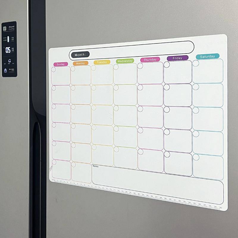 Magnetisk Kylskåps Kalender Whiteboard Månadsplanerare Anslagstavla Memoblock Kök Kylskåpsdekor vit