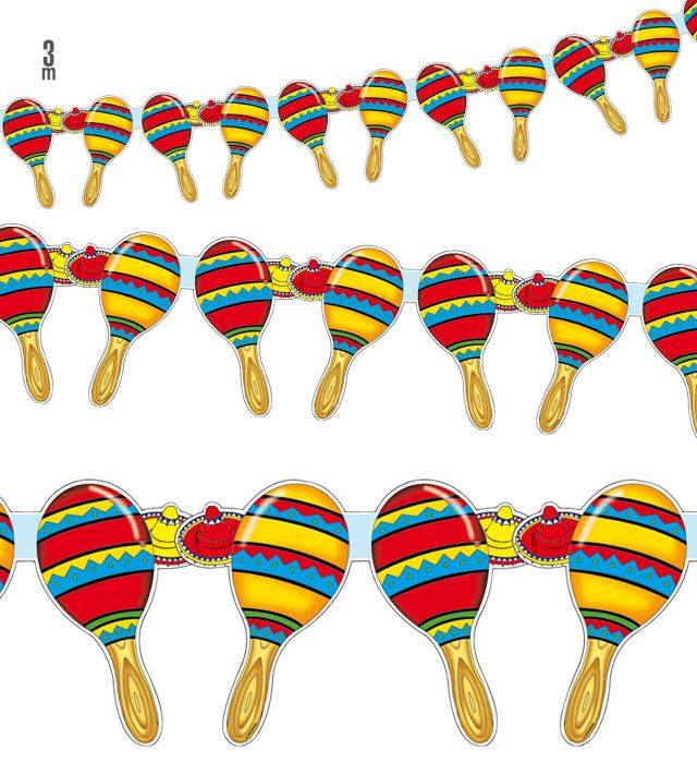 Mexicansk maracas guirlande - 3 m.