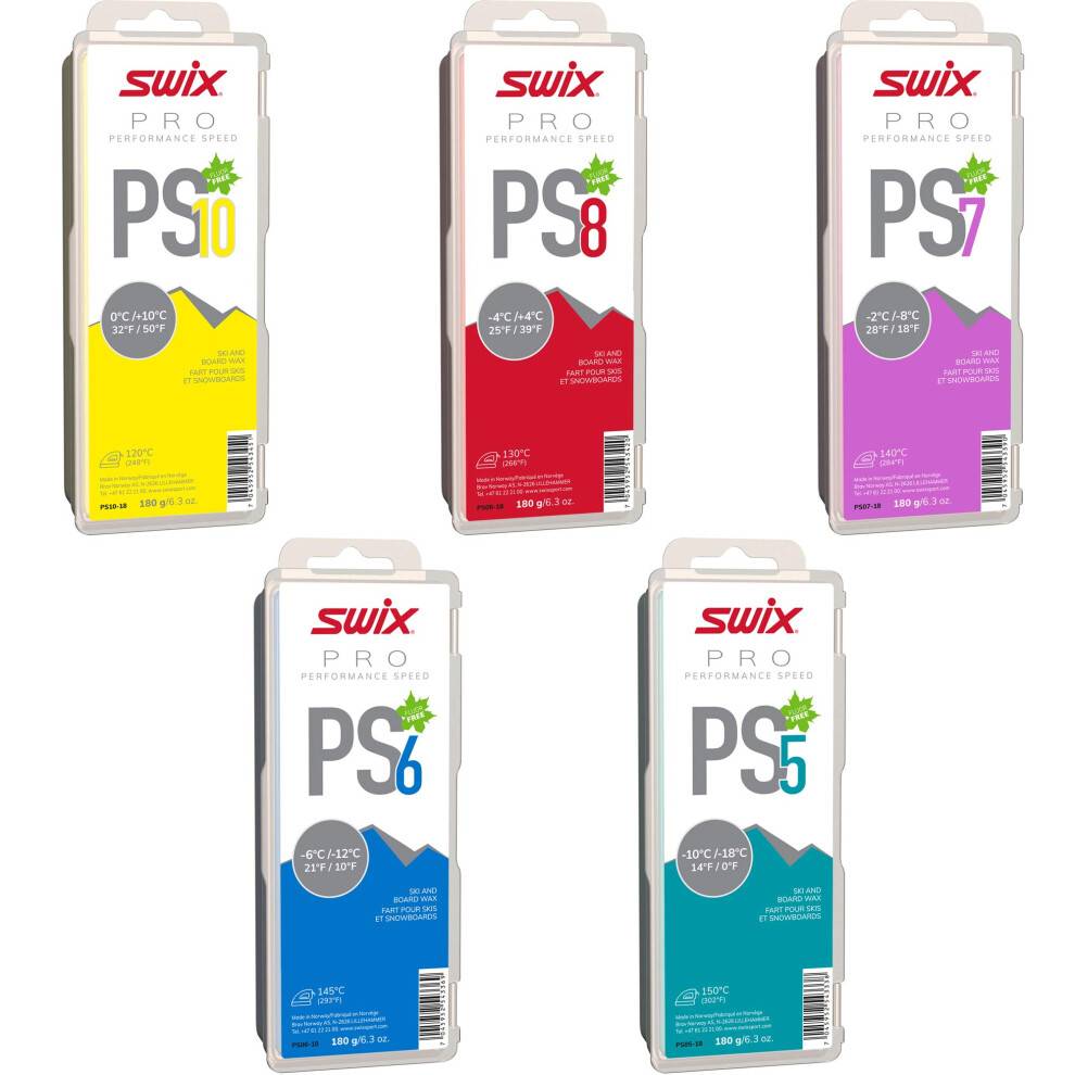 PS10-18 - PRO Speed ??Wax - PS10 Gul - 32+ grader Fahrenheit - 180g Bar - Fluorofri - Ski eller snowboard - Varme forhold - Rengringsopbevaring