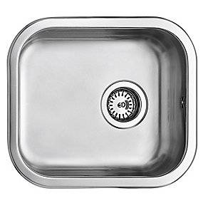 Uni køkkenvask 400x340mm med strainer, mat, til nedfældning.