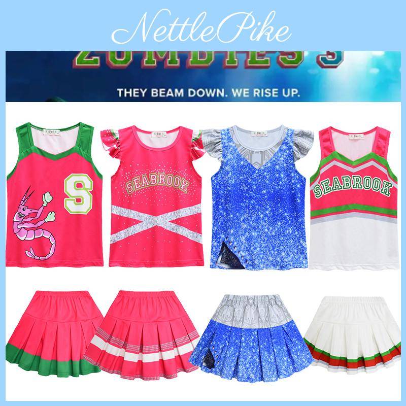 Skrämmande Zombies 3 Cheerleader Cosplay Kostym För Barn Halloween Outfit Gåva cm blue