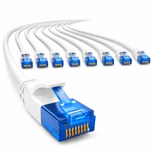 1aTTack.de 660318 Cat6 Cat.6-kabel Cat-nätverkskabel 0,5 m - Patchkabel tunn kabel (liten diameter - mycket flexibel) 1000 Mbit/s - 10 stycken - vit