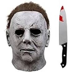 SHIFANQI Michael Myers-mask för vuxna, latex Michael Myers cosplay-mask med hår för död skrämmande halloweenkostym temafest rekvisita skräck helhuvud mask filmer 1978, 2022 (Myers med kniv)