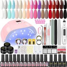 PEACECOLOR UV Nagellack Set mit Lampe 36W, 18 Farben Gelnägel Starterset Gel Nagellack Set mit Elektrische Nagelfräser Gel Nägel Selber Machen Sets Nageldesign Set für Anfänger