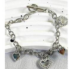 1 st. armband med tjock kedja och hjärtformad hänge i CCB-material, lämpligt för vardagsbruk - Silver (En-Storlek)