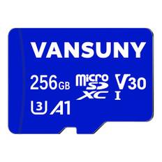 Vansuny Micro SD Karte 256 GB Speicherkarte Micro SD 256GB mit SD Adapter Bis zu 100 MB/s Lesegeschwindigkeit (UHS-I, U3, A1, V30, C10, 4K UHD microSDXC)