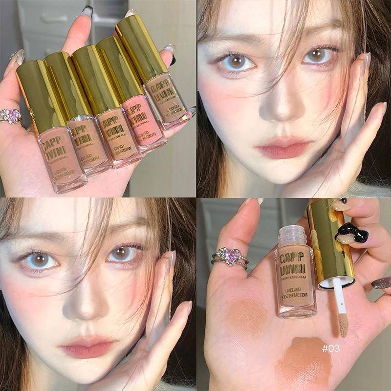 Manwan Fog-Feel Liquid Eyeshadow in Gray-Pink Coffee, Matte Shimmer, Single Earth Tone, Bean Paste Color white