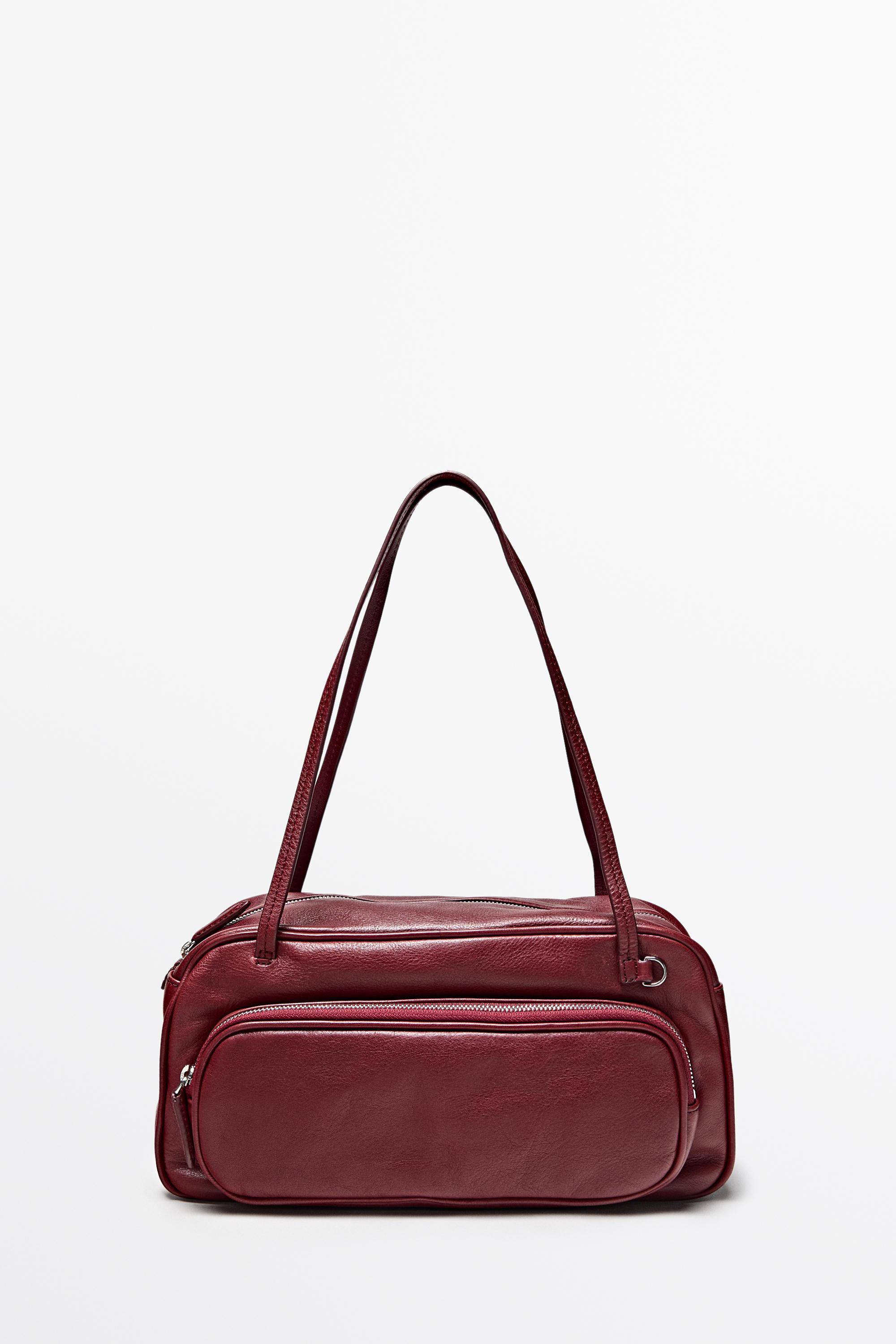Massimo Dutti - Female - Mellemstor Bowlingtaske I Skind Og Nappalæder - Rød - 01
