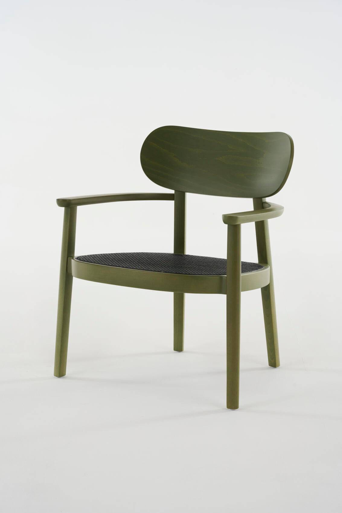 119 F lænestol fra Thonet Dark Melange - Stained beech olive green as RAL 6003 - Jacobsen Plus