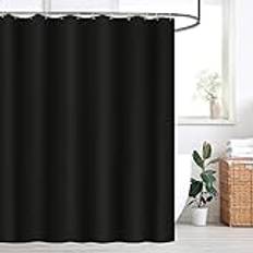 WELTRXE Duschdraperi, basic duschdraperier med vikt, 180 x 180 cm textil av polyestertyg, anti-mögel duschdraperi vattentät tvättbar, duschdraperi för dusch och badkar svart