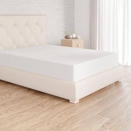 Amazon Basics Jersey Spannbettlaken, 100% Baumwolle, Spannbetttuch - Matratzenhöhe bis 30 cm, 160 x 200 cm, Weiß