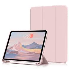 aoub Hülle für iPad Air 11 Zoll M2 2024 6. Generation, Hülle mit Stifthalter für iPad Air 5. Generation 2022/iPad Air 4 Hülle 2020 10,9 Zoll, iPad Air 6./5./ 4. Gen Case, Auto Sleep/Wake, Rosa