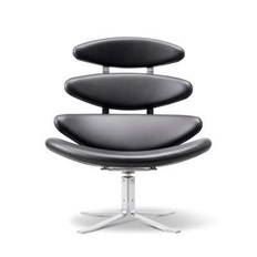 Stol Fredericia Corona Swivel Easy omni læder sort/sort